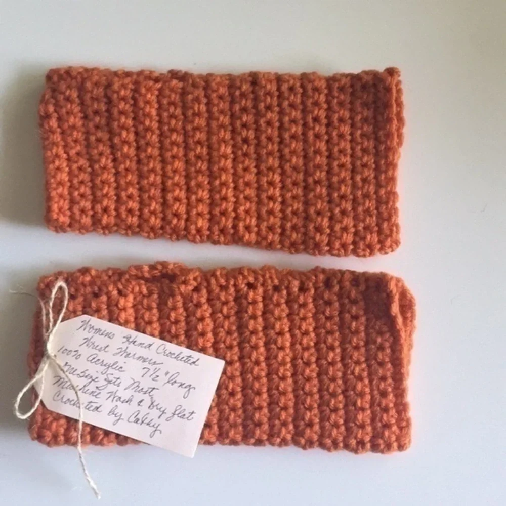 Handmade Fingerless Gaming Writing Glove Rust Orange Crochet Fall Winter